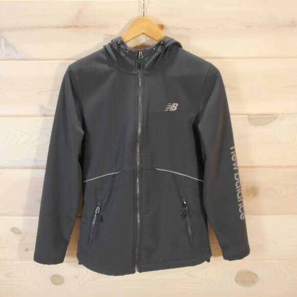 New Balance Women's size M Windbreaker Jacket Fleece Lined Full Zip Pockets Gray - Picture 1 of 13